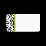 Apple Green & Black Damask Dots Address Labels