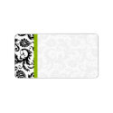 Apple Green & Black Damask Dots label