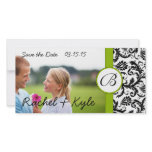 Apple Green Black Damask Save the Date Your Photo Customized Photo Card