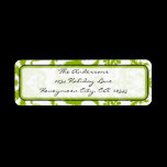 Apple Green & Black Damask Swirl  Address Label
