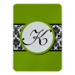 Apple Green & Black Damask Wedding Invitation