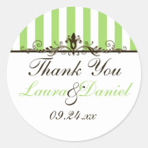 Apple Green, Brown, White Wedding Favor Sticker