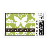 Apple Green Butterfly Damask Love Stamp