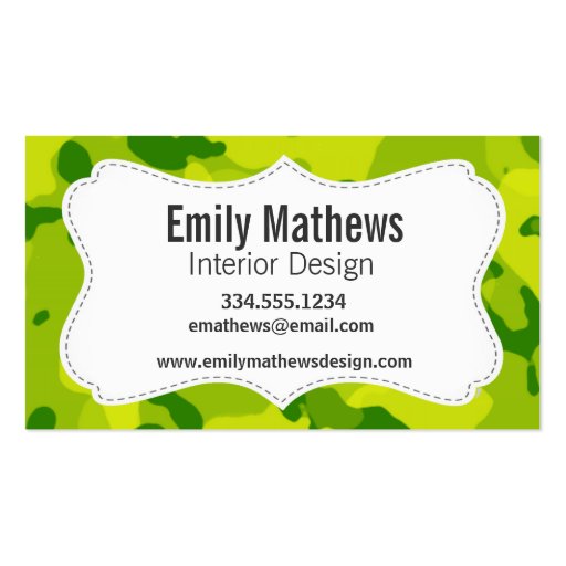 Apple Green Camo; Camouflage Business Card