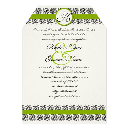 Apple Green Damask Borders Wedding Invitation Zazzle