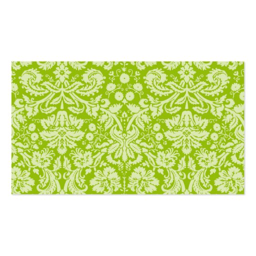 Apple Green Damask Pattern; Chalkboard Business Card (back side)
