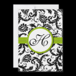 Apple Green Damask Swirls Wedding Invitation