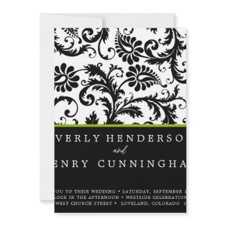 Apple Green Damask Swirls Wedding Invitation invitation