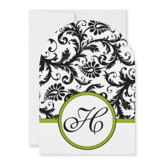 Apple Green Damask Swirls Wedding Invitation invitation