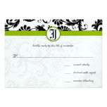 Apple Green Damask Swirls Wedding Invitation