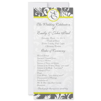 Apple Green Damask Swirls Wedding Program invitation