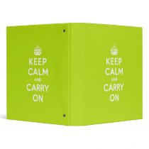 Apple Green Keep Calm and Carry On 3 Ring Binder