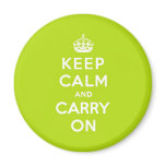 Apple Green Keep Calm and Carry On Refrigerator Magnets