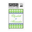 Apple green lace preppy custom wedding postage stamp