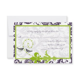 Apple Green Lapis Purple Bird Response Card invitation