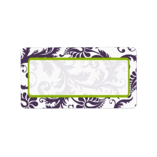Apple Green & Lapis Purple Damask Dots label