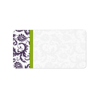 Apple Green & Lapis Purple Damask Dots label