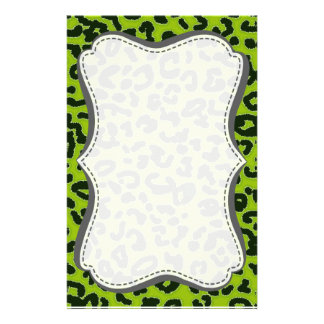 Green Leopard Stationery, Custom Green Leopard Stationary