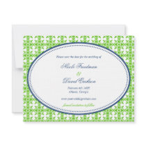 Apple green navy oval preppy wedding save the date invitations