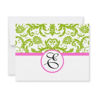 Apple Green & Pink Response Card-Text Matte Side invitation