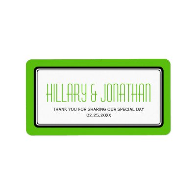 Apple green rectangular frame wedding favor labels by FidesDesign