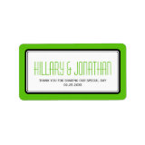 Apple green rectangular frame wedding favor labels