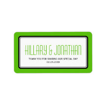 Apple green rectangular frame wedding favor labels