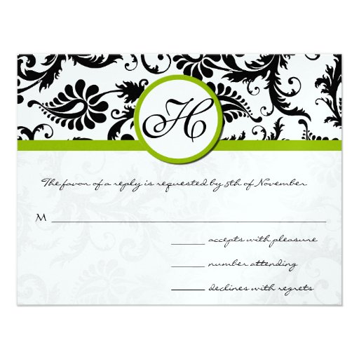 Apple Green Response Card- Text on Matte Side Personalized Invites