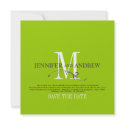 Apple Green Save the Date Monogram Announcement invitation