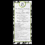 Apple Green Trim Black Damask  Wedding Program