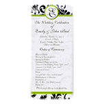 Apple Green Trim Black Damask  Wedding Program Personalized Announcement