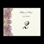 Apple Green Trim Damask Swirls Table Number Cards