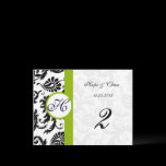 Apple Green Trim Damask Swirls Table Number Cards