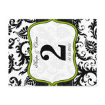 Apple Green Trim Damask Swirls Table Number Cards Postcards