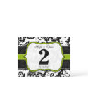Apple Green Trim Damask Swirls Table Number Cards postcard