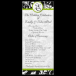 Apple Green Trim Damask Swirls Wedding Program