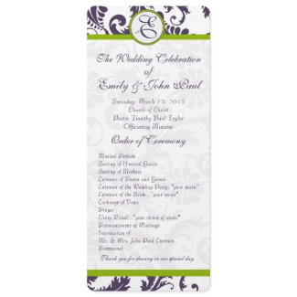 Apple Green Trim Lapis Purple Damask Program invitation