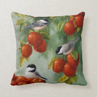 Apple Harvest Chickadees Pillow