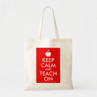 Apple Keep Calm and Teach On Tote Bags
