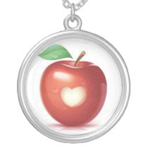 Apple necklace with heart cut-out