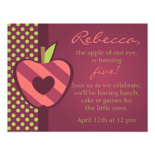 Apple of Our Eye Birthday Party Invitation