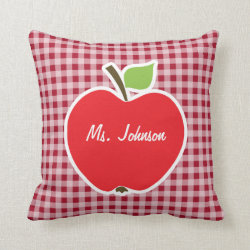 Apple on Carmine Red Gingham Pillows