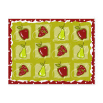 Apple Pear Strawberry Recipe Card postcards by pinkinkart Apple Pear Strawberry Recipe Card postcards
