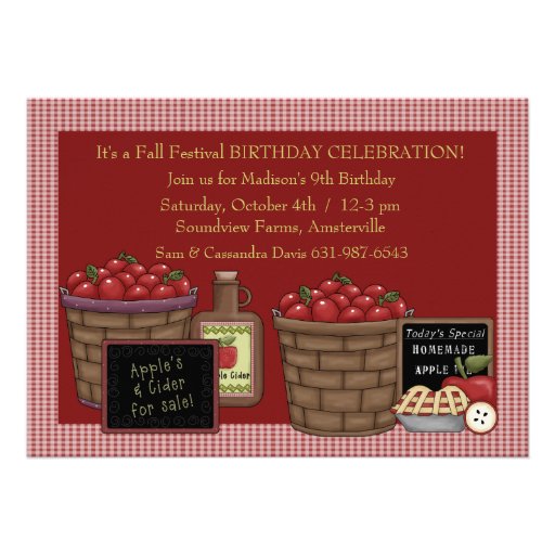 Apple Picking Time - Birthday Party  Invitation
