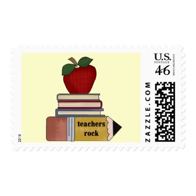 Apple Teachers Rock Tshirts and Gifts Postage Stamp by school_teacher