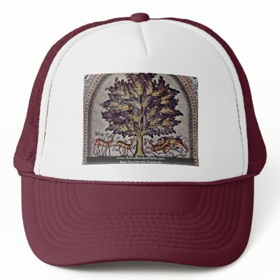 Apple Tree With Gazelles And Lions Trucker Hat by Artcollection