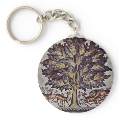Apple Tree With Gazelles And Lions Key Chains by Artcollection