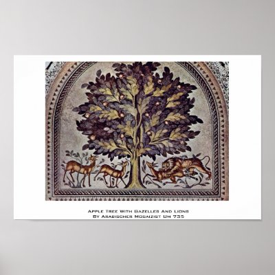 Apple Tree With Gazelles And Lions Poster by Artcollection