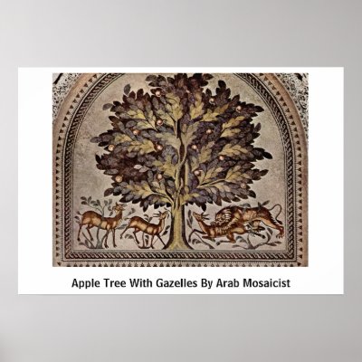Apple Tree With Gazelles By Arab Mosaicist Posters by artpaintings