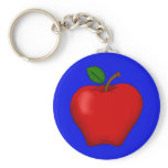 Apple with Blue Background Keychain